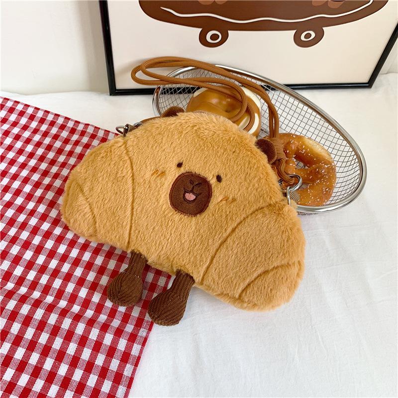 New Creative Croissant Ugly Cute Bread Cute Funny Messenger Bag Girls Fun Mobile Phone Bag