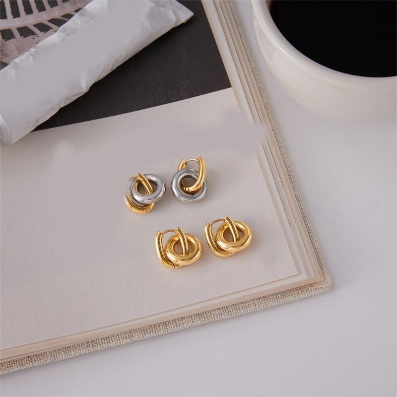 Elegant Double Hoops Earrings Stainless Steel Portable Jewelry For Women Gift