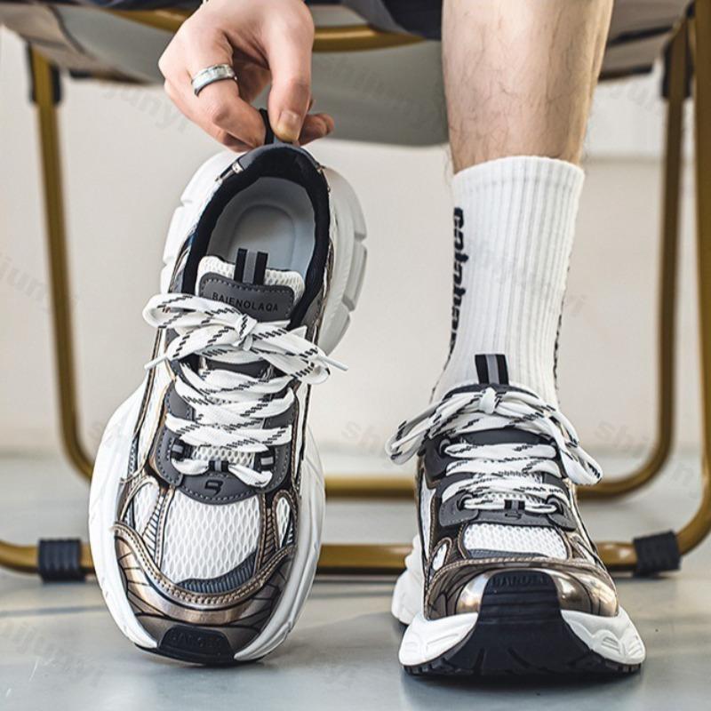 Fashion Men's Mesh Breathable Low Top Thick Soled Casual Sports Shoes 2025 Autumn Fashion Trend Versatile Comfortable Platform sneakers