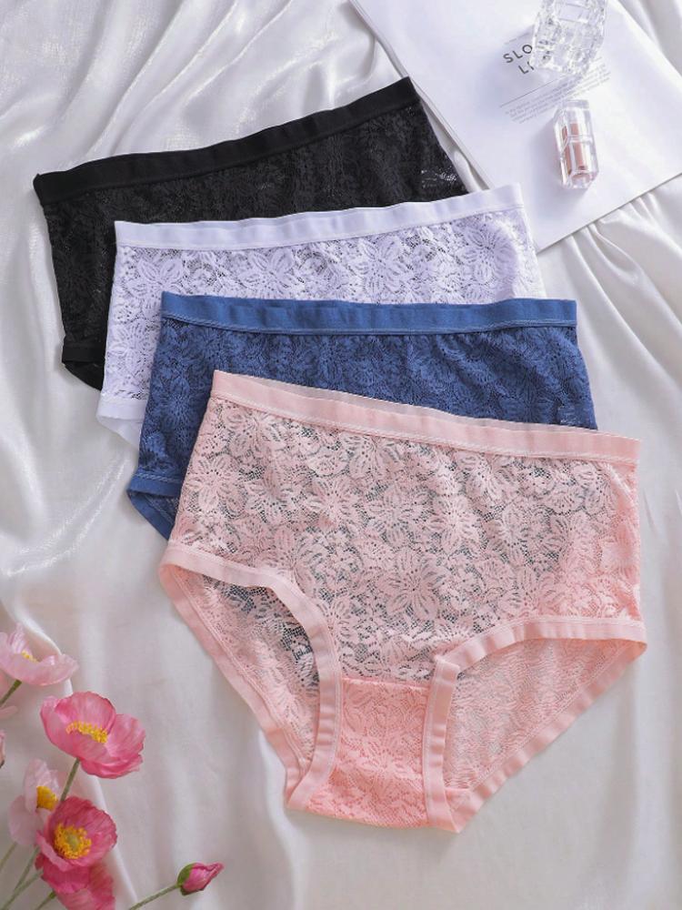 Dámské sexy kalhotky Bezpečné duté krajkové květinové dámské kalhotky s nízkým pasem Jednobarevné Pohodlné Horký prodej Dámské spodní prádlo S-XXL