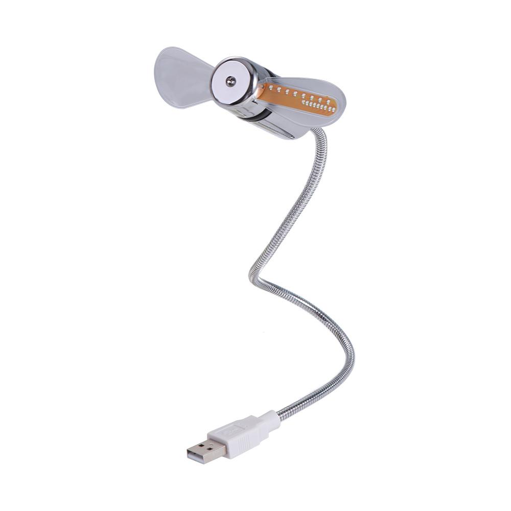 Time Temperature Display LED Clock  Fan Flexible Gooseneck Clock Cool  Fan Hand   PC Notebook