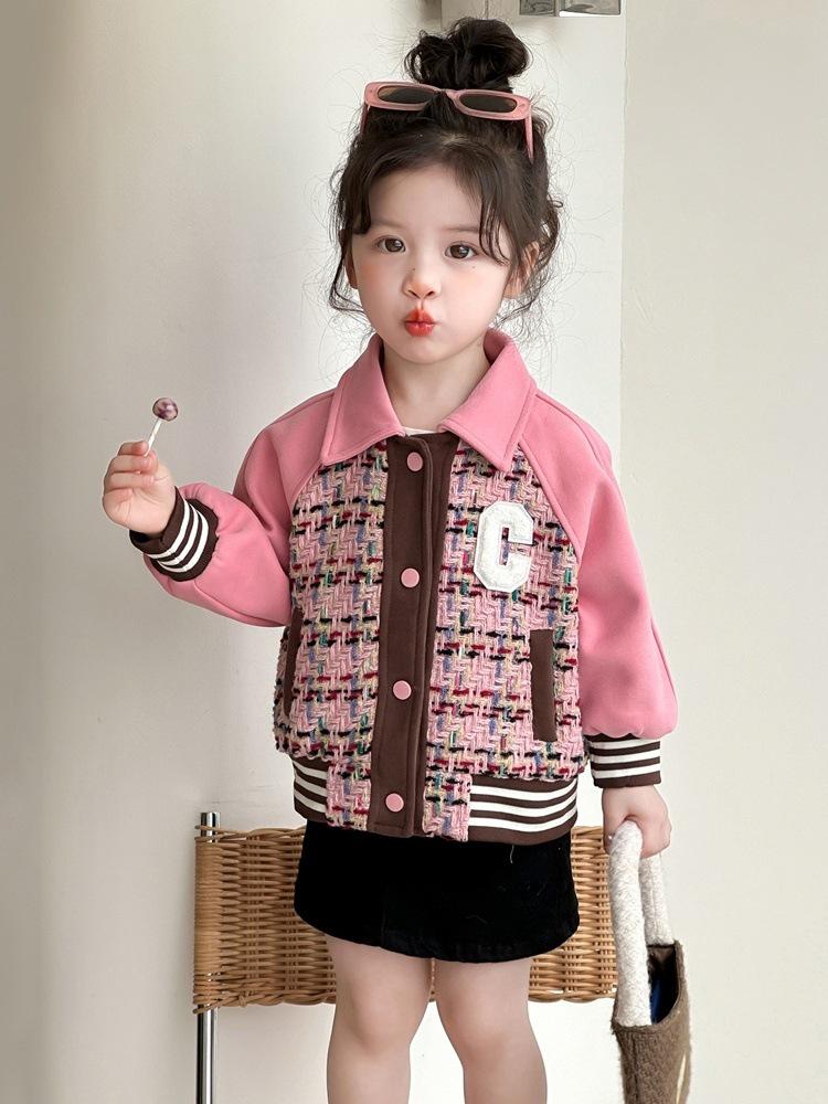 2025 Trendy Spring/Autumn Girls' Baseball Jacket - Stylish Fragrance Inspired Cool Outfit for Baby Girls