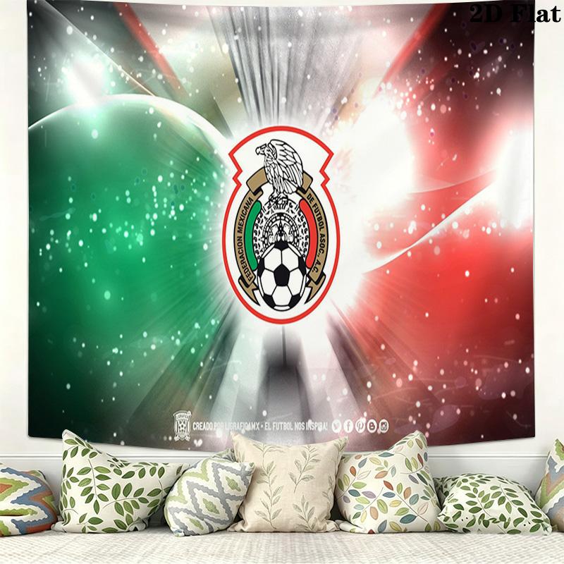 Mexico National Football Team Wall Tapestry Aesthetic Wall Hanging Printed Fabric Blanket Decorative Tapestries for Bedroom Living Room Home Decor