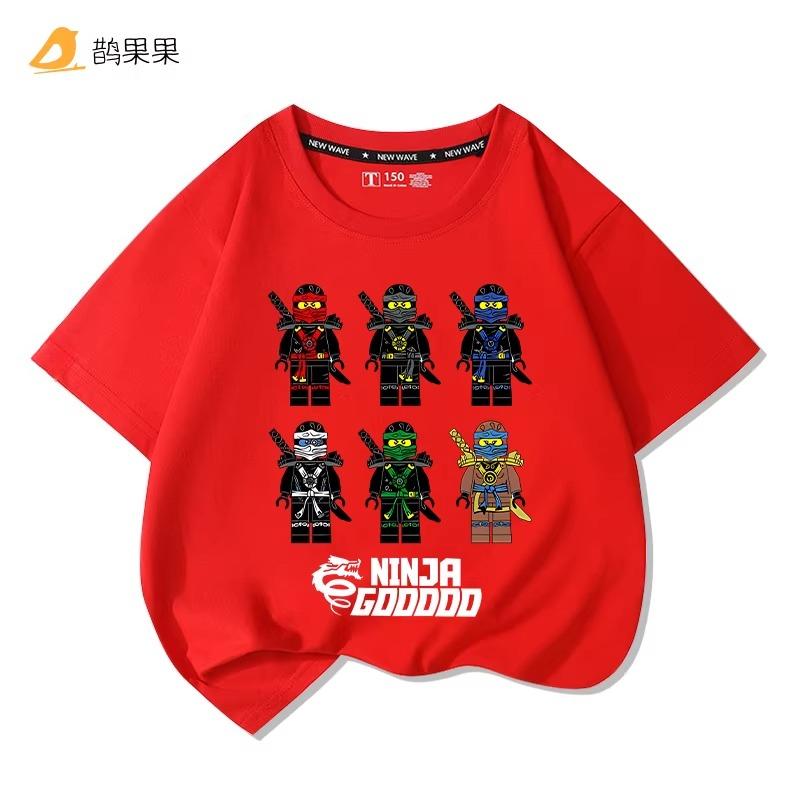 Phantom Ninja Limited Edition Printed T-Shirt for Big Boys and Girls - Children's Summer Cotton Short-Sleeved Shirt