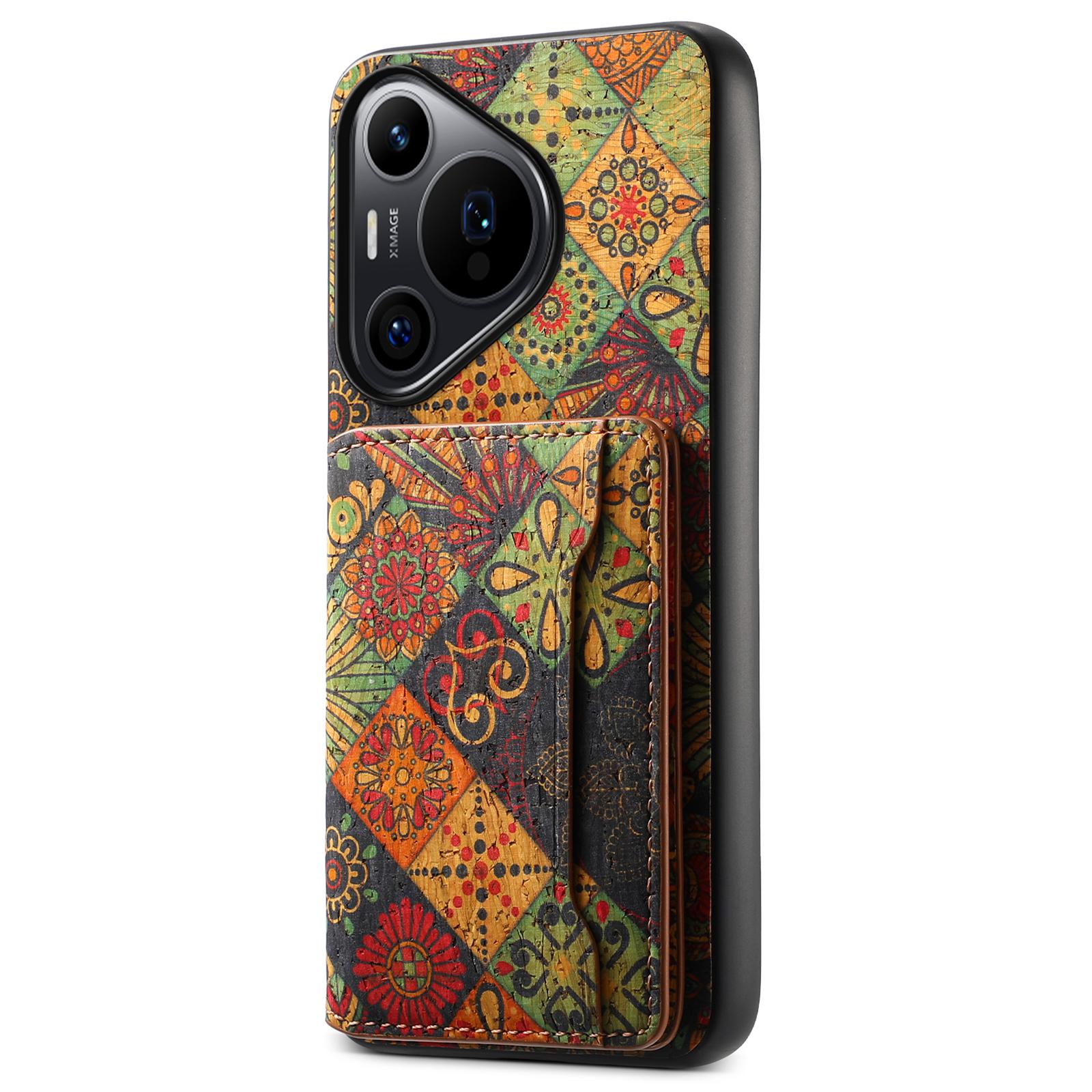 

For Huawei Pura 70 Pro/70 Pro+ Case Floral Pattern Hybrid Phone Cover with Card Slot Kickstand Autumn/Yellow