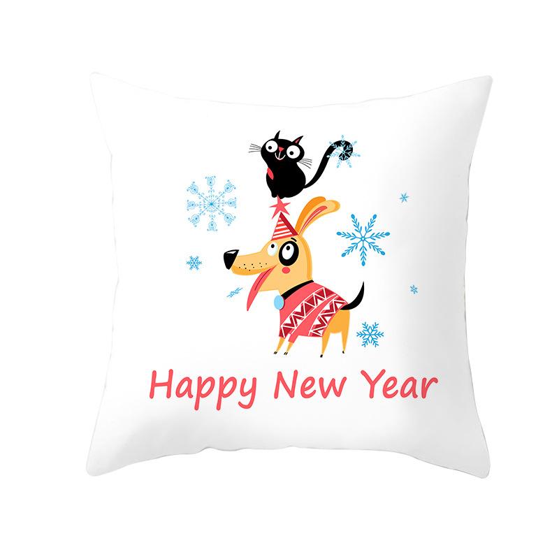 Cartoon Christmas Peach Skin Pillow Cover New Sofa Cushion Cover Square Cushion Pillow Cover