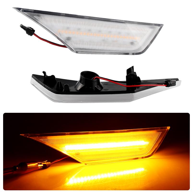 2PCS For 10th generation Honda Civic 2016-2020 Clear & Smoked LED Side Blinker Indicator Marker Light Black Smoked Lens