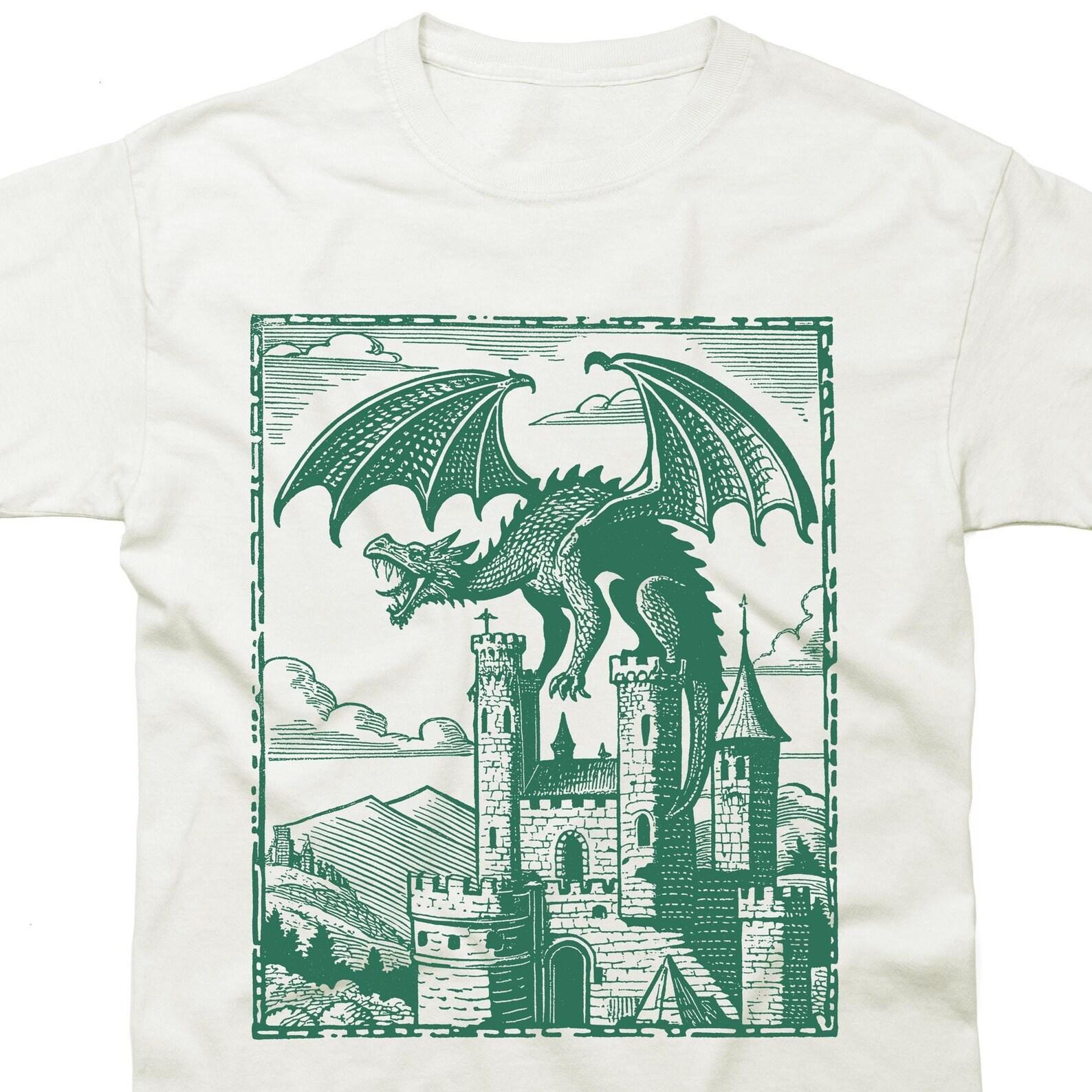 Dragon Vintage Dark Art 90s Shirt, 90s Tattoo Shirt, Retro Medieval Y2k Tshirt, Dragon Lovers Gift Tee, Grimdark, Book Club Gift T-Shirt 2XL