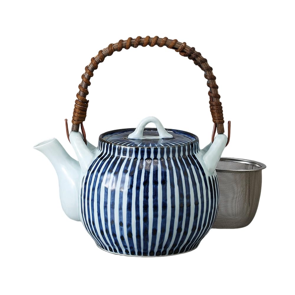 Teapot Steel with Arita Kamakura Tokusa with 6 Made in Stylish Ale-net (Stainless Strainer), 800cc, Ware, Design, Basket, No. Teapot, Porcelain,
