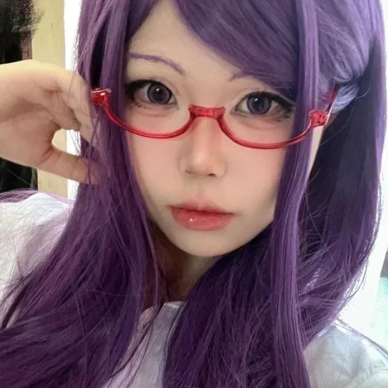 Anime Character Kamishiro Rize Cosplay Red Glasses Akemi Homura Role Play Half Frame Eyeglass Without Lens Accessories Eyewear