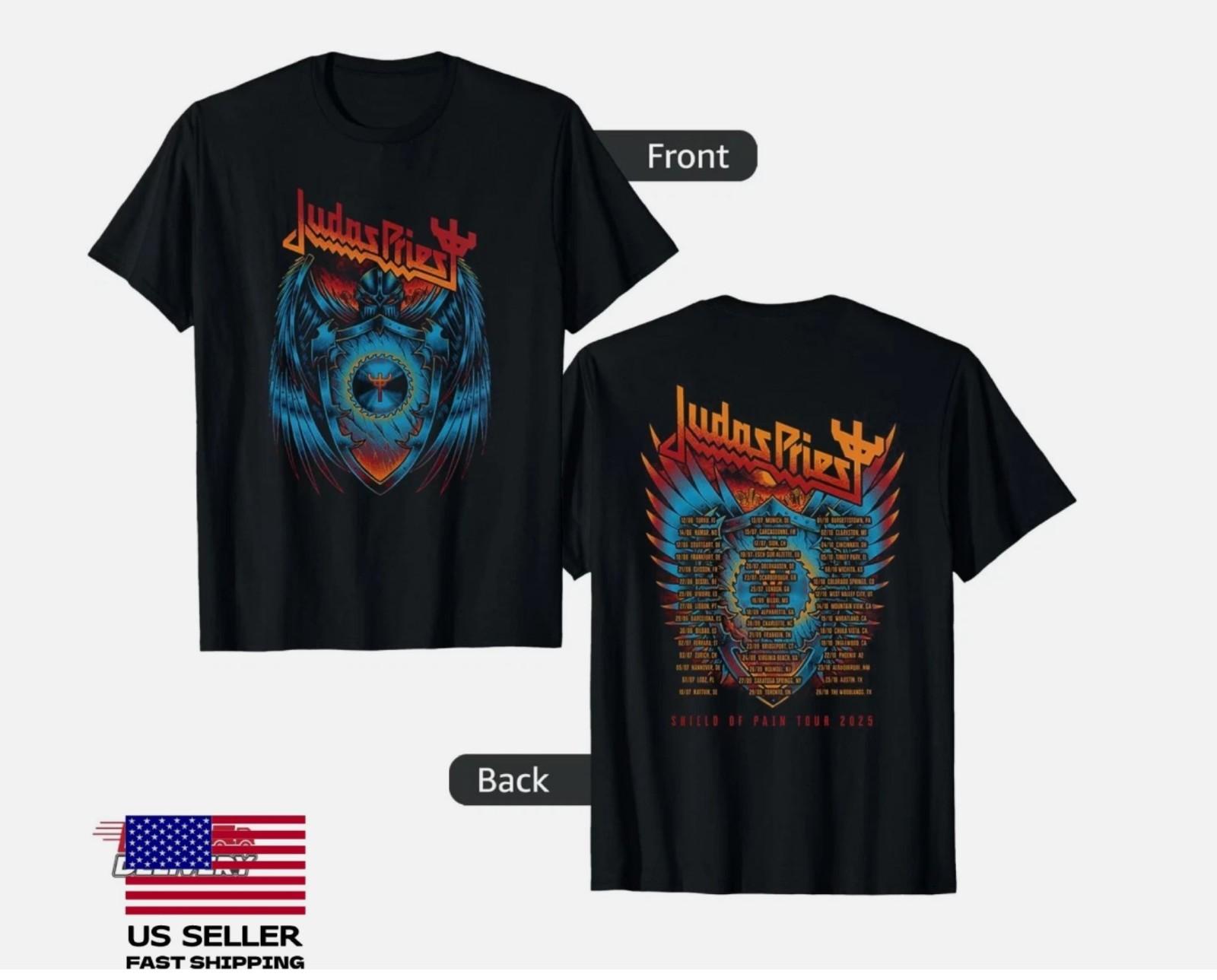 Sale Judas Priest Shield Of Pain Tour 2026 Shield Wings Double-Sided T-Shirt XL