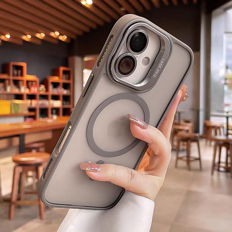 Luxury For Magsafe Magnetic Metal Lens Holder Case For iPhone 17 Air 16 15 14 13 12 11 Pro Max Plus Bumper Translucent Cover