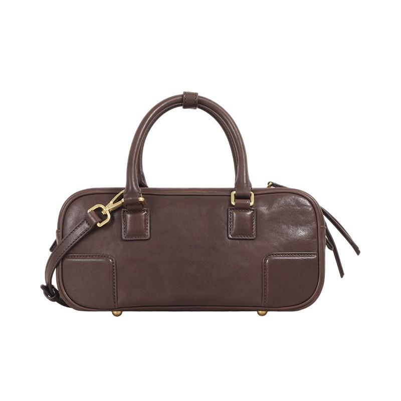 New Vegetable Tanned Leather Pillow Bag Women's Retro Niche Handbag Fashionable High-end Commuter Portable Boston