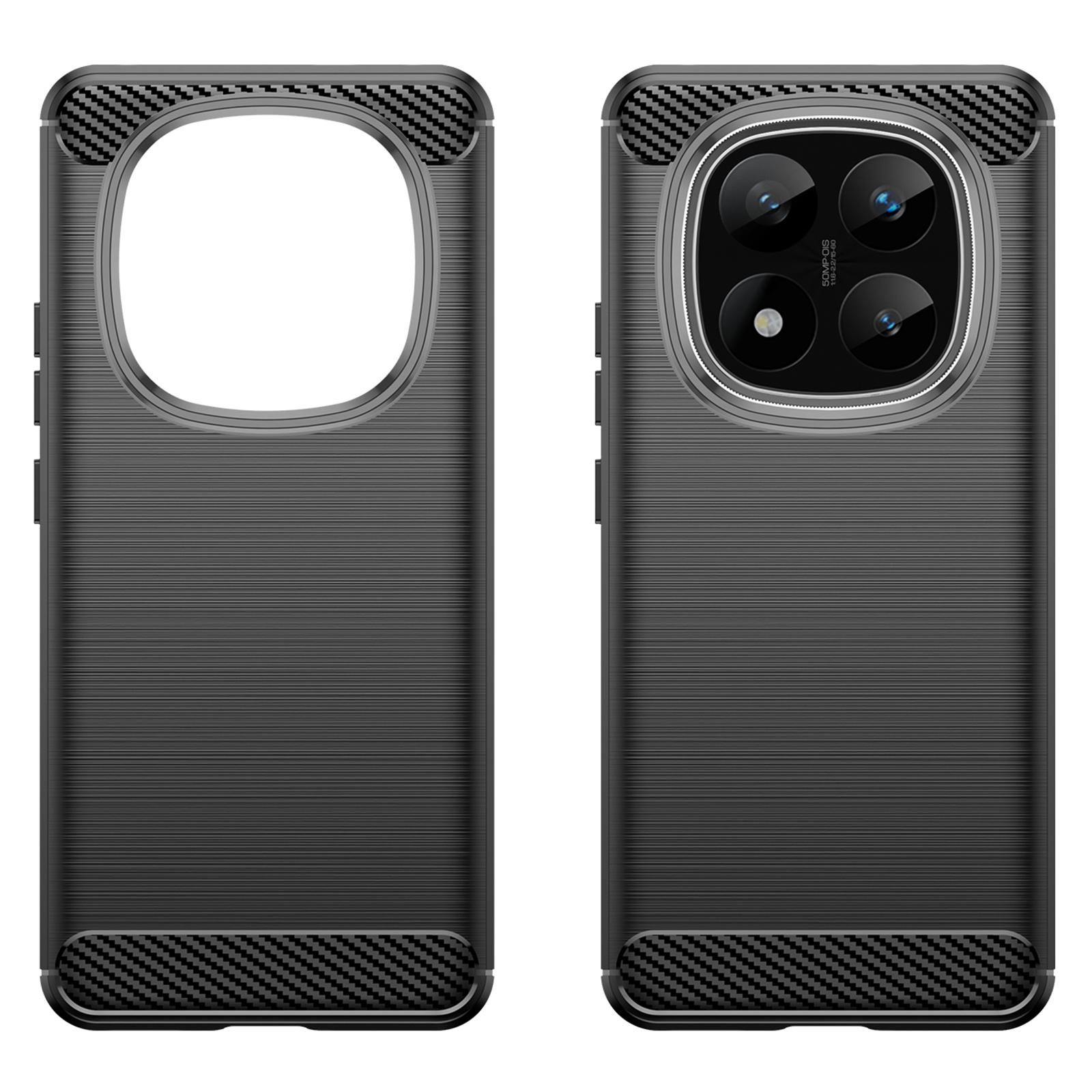 

For Xiaomi Redmi Note 14 Pro+ 5G Case Carbon Fiber Texture TPU Brushed Phone Cover Black
