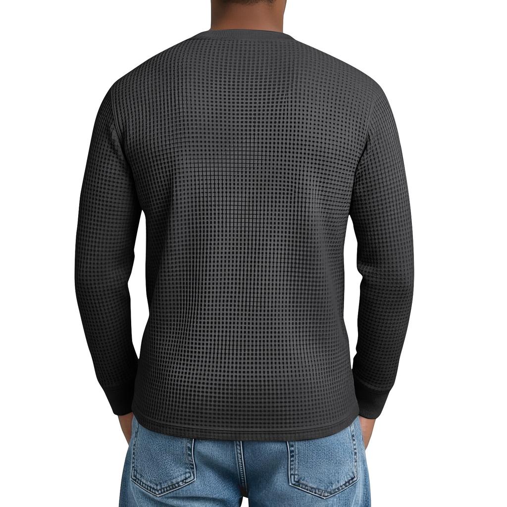 Men's Solid Color V-Neck Long-Sleeved Top Men's Sports Plus Size Casual V-Neck Top