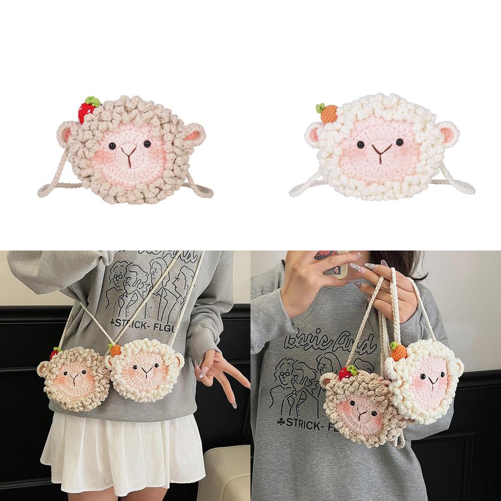 Cartoon Sheep Cute Woven Crossbody Bag For Childrens And Girls Daily Wear