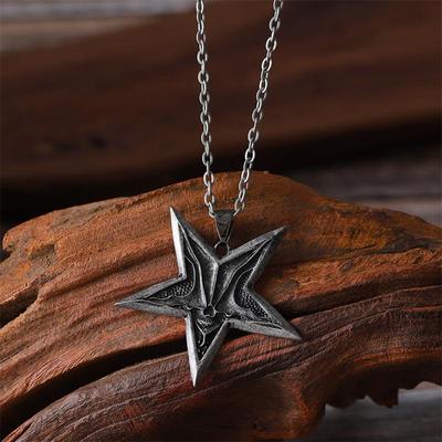 Collier Pendentif Pentagramme Satanique Rétro Sombre - Style Hip-Hop Euro-Américain