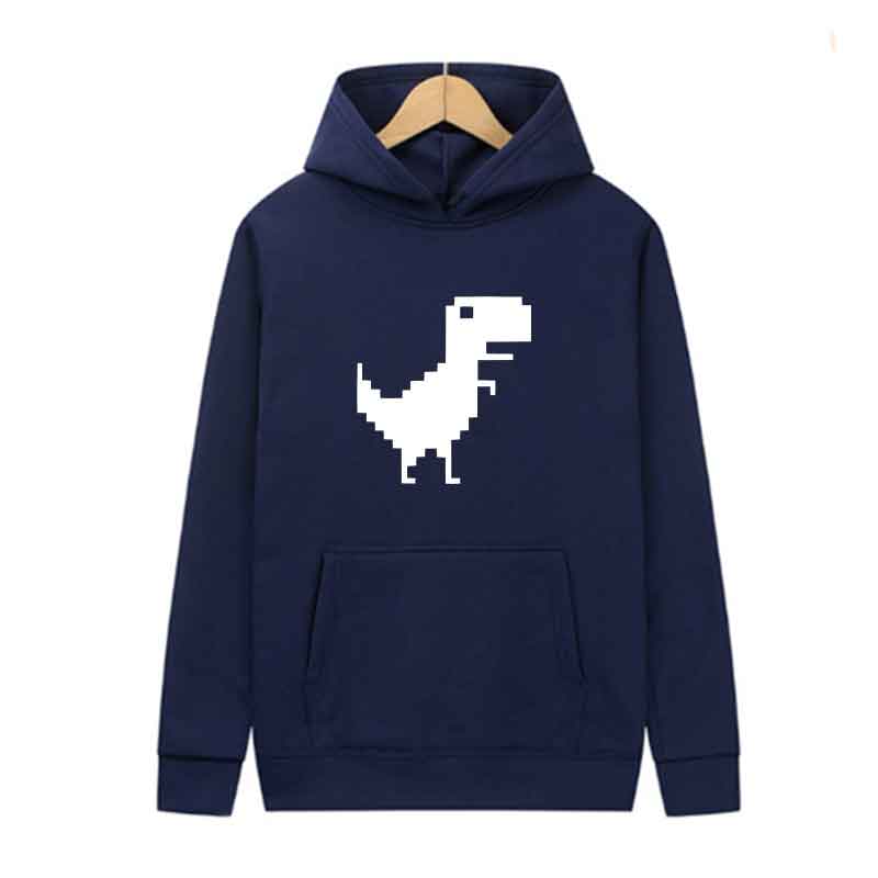 Fun Dinosaur Print Men New Spring Autumn Leisure Comfortable Unisex Hooded Sports Shirt Slow Running Street Leisure Pullover