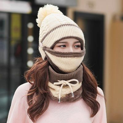 Winter Cold Weather Gear: Neck Warmer, Muffler, Fur Hat Set, Knit Mask