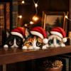 Christmas Table Centerpiece Cute Cat Shelf Sitter, Wooden Hat Peeking Desk Figurine, Funny Animal Desktop Background Ornament Sign, Lover Gift