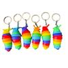 Catenina Portachiavi e Ciondolo Giocattolo Antistress Bruco Arcobaleno Adorabile