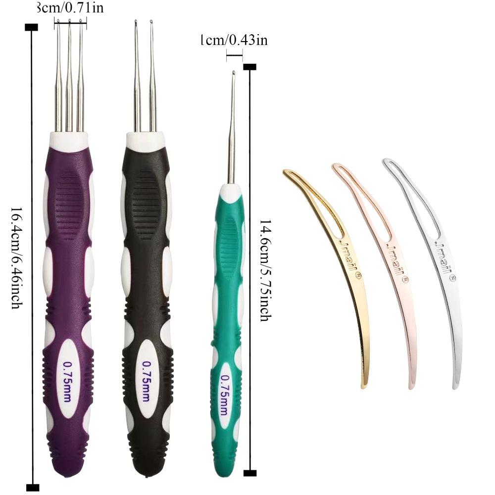 6Pcs/Set Durable Dreadlock Crochet Hook Hair Extension Wig Making Kit Micro Hook  Making and Repair