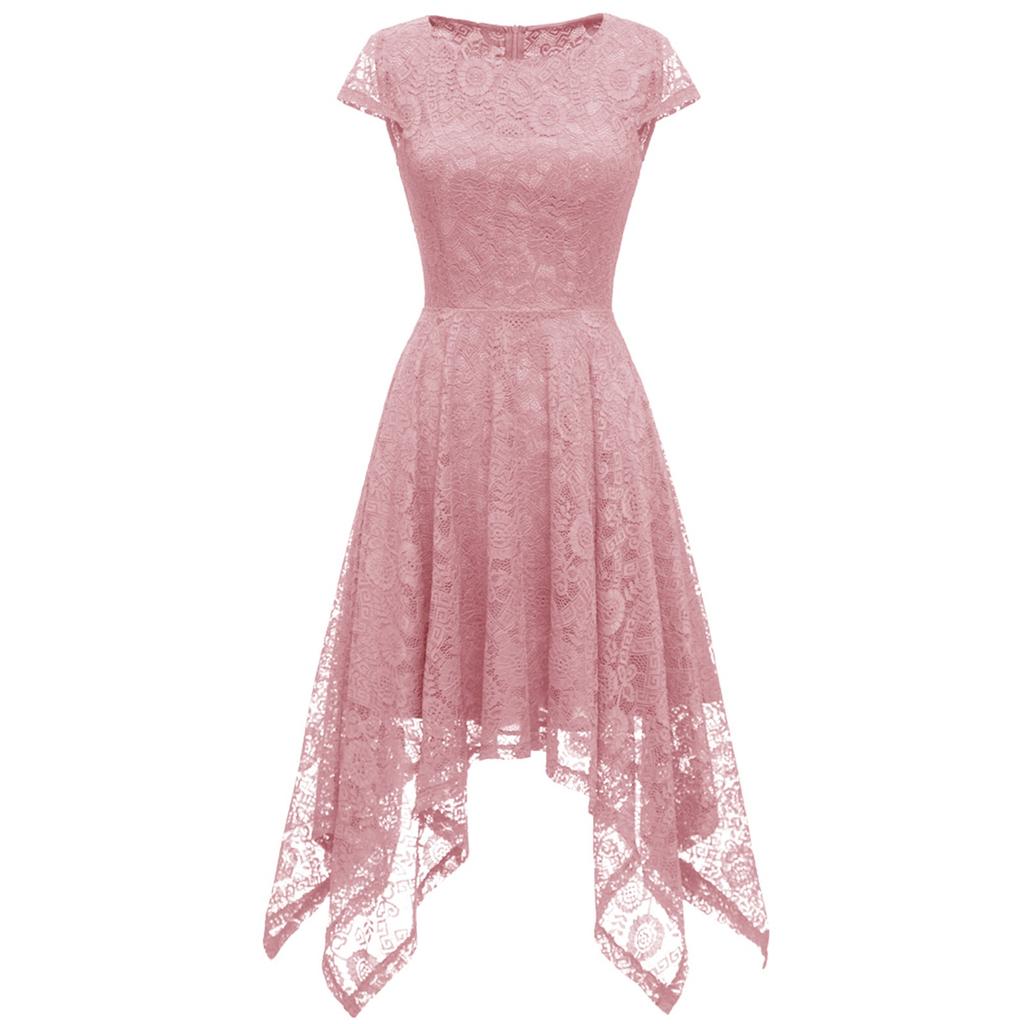 Женское платье длиной до колена с круглым вырезом и рукавами до плеч ...