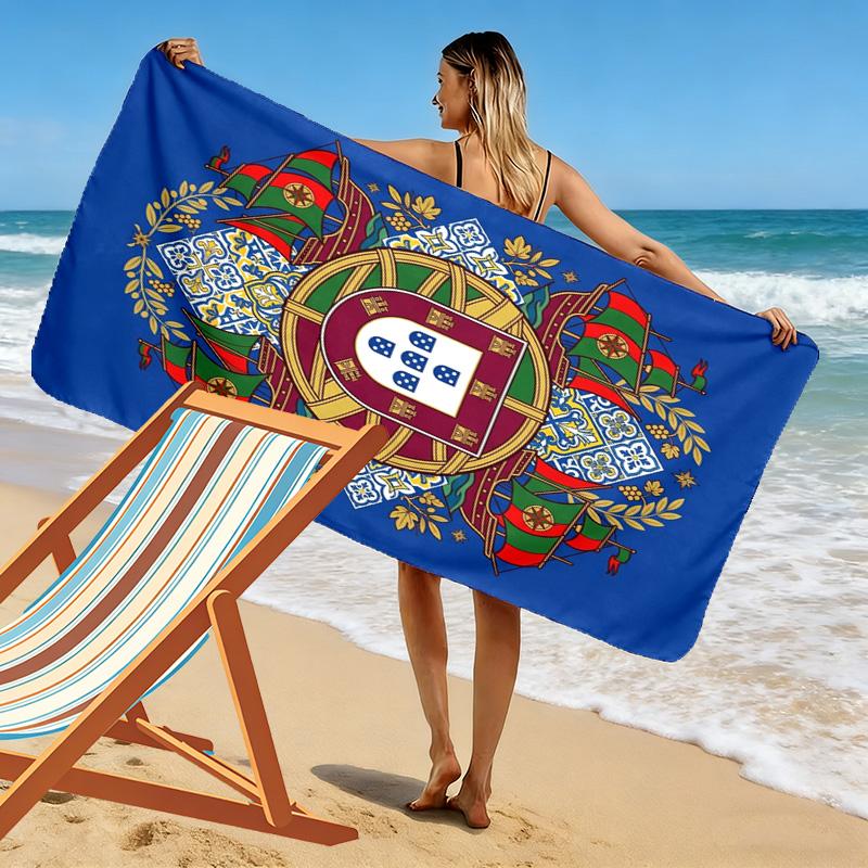 Portuguese Heritage Emblem Beach Towel Beach Towel for Vacation Photos Soft Absorbent Bath Towel Quick-drying Swim Towel Swim Beach
