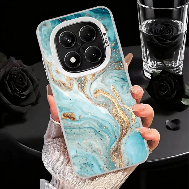 Gold Granite Marble Pattern Soft Phone Case for Xiaomi Redmi Note 13 14 15 Pro Plus 12S 12 11S 11 11T 10S 10 Shockproof Cover Ba
