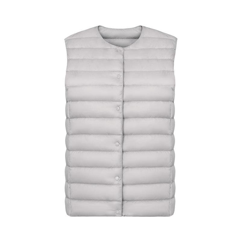 2024 Women's 90 Velvet Women's Crew Neck V-Neck Lightweight Garden Ribbon Liner Down Jacket Vest Vest Large Size