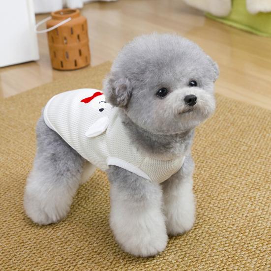 Haustierweste mit Zugring D-Ring Weiches Waffelgewebe Hautfreundliches Material Niedliches Design Kontrastfarbe Hundegeschirr Weste für Kleine Hunde Teddy Bichon