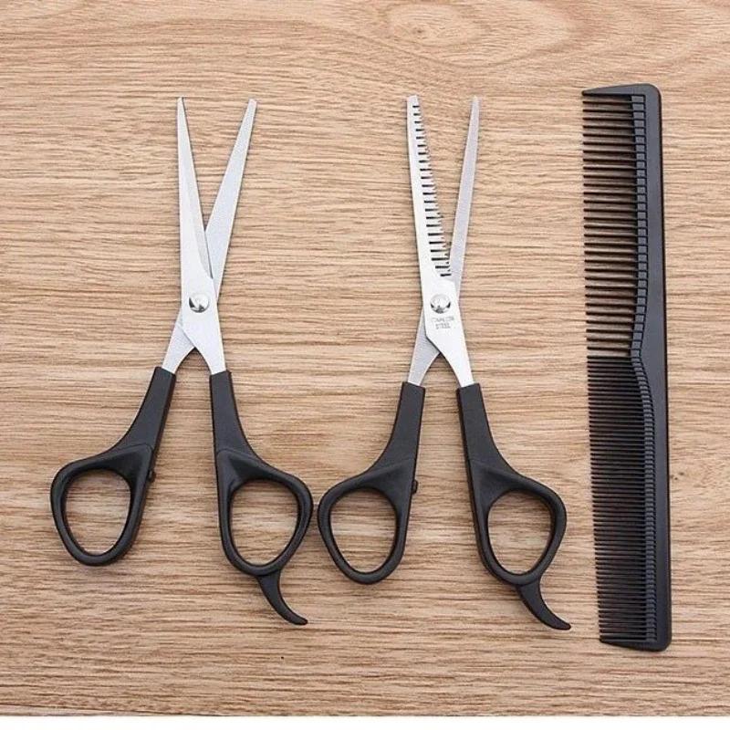 3pcs 7-inch Scissors Sets-Suitable for Thinning and Styling Hair-for Men and Women for Finishing, Point Cuts, and Flat Cuts
