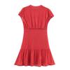 European Spring 2026 Women's Red Polka Dot Short Sleeve Dress