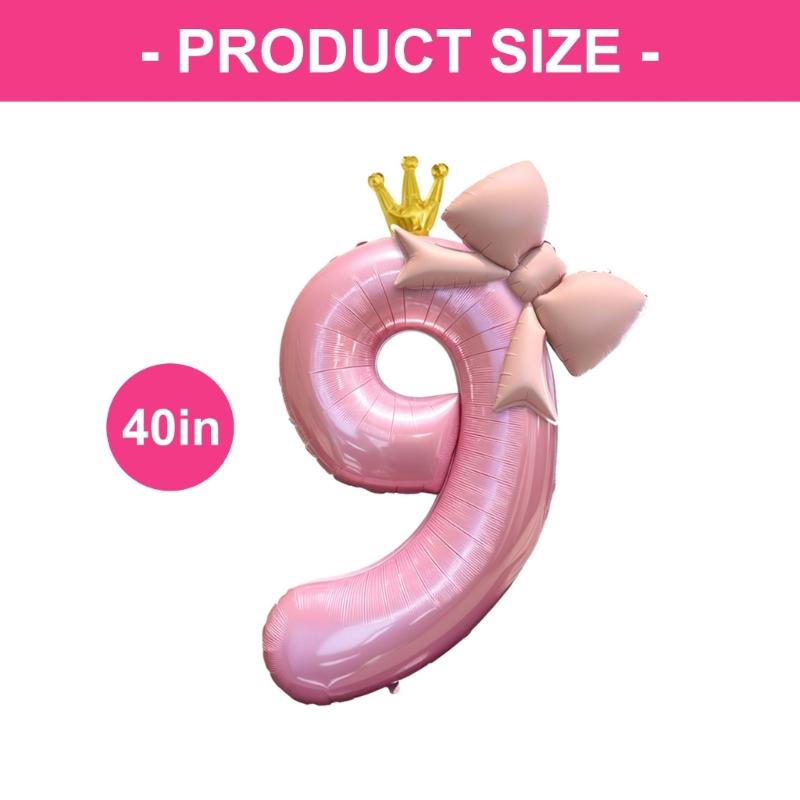 Bowknot Number Shape Balloon Reusable 40Inch Oversize Plastic Balloon For Birthday Wedding Anniversary Party Decoration