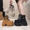 New 2025 Women's Ankle Boots Autumn Winter Punk Shoes High Platform Retro Chunky Boots Casual Leather Short Boots Bota Mujer 9CM