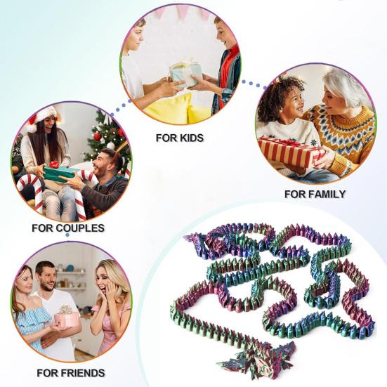 3D Printed Dragon Toy 5.2Ft Articulated Dragon Animal Model Desktop Dragon Decoration Funny Fidget Toy Festival Gift for Friends