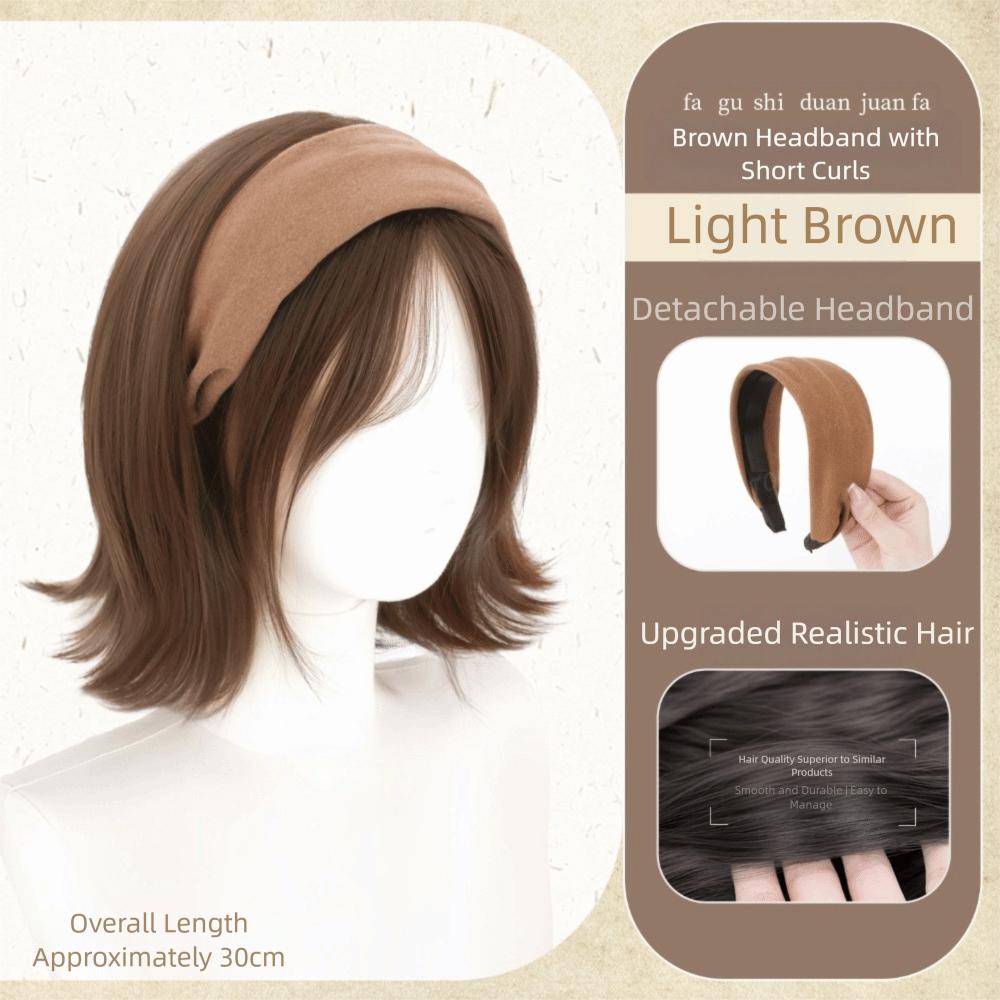 

Длинный Волнистый Кудрявый Ободок U-образной формы Накладной Половик Милая Повязка для Волос Женщины Brown-Light Brown