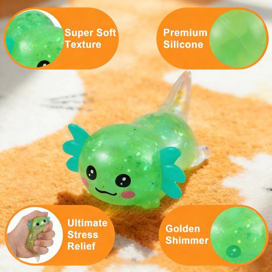 3 Stück Salamander-Kacke Quetschspielzeug Stressabbau Glitzernde Salamander-Kacke Stressball Sensorisches Spielzeug Dekompression Fidget Spielzeug Partygeschenke