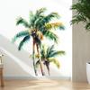 Fake Window Wall Sticker Summer Beach Ocean Coconut Tree Landscape Decal Stick And Peel Natural Seascape Scene Mural