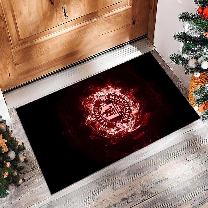 Manchester United Theme rug Soft Crystal Velvet Area Rug Non-Slip Floor Carpet for Living Room Bedroom Nursery