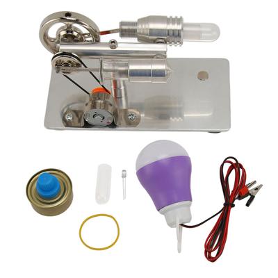 Stirling Engine Motor Model T Type Zinc Alloy Stainless Steel Glass Golden Educational Stirling