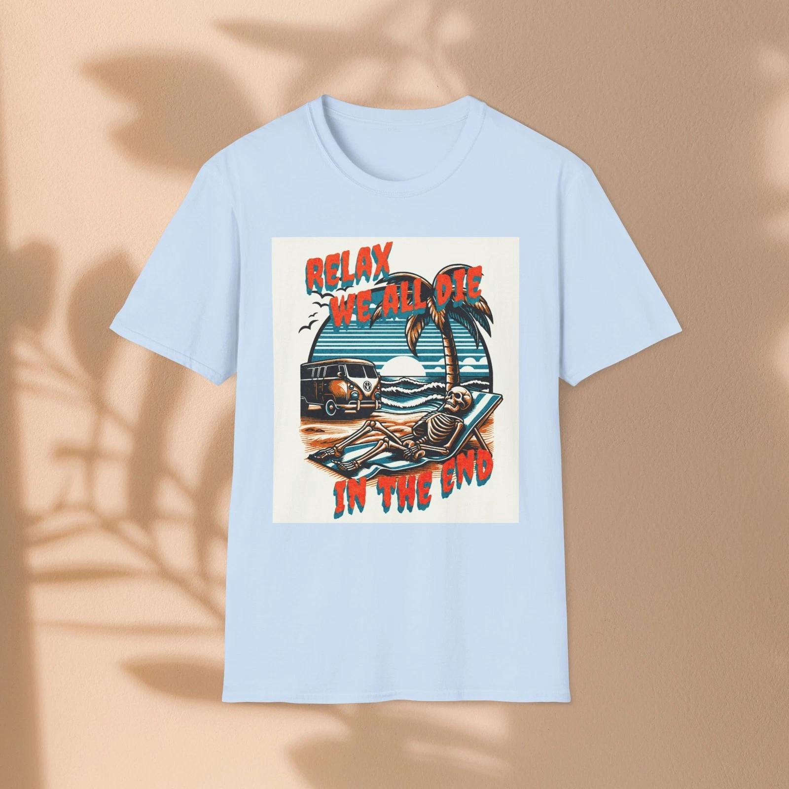 Relax We All Die In the End, Beach Scene Children s Children s T Children s T-shirt | Retro Van, Palm Trees 130