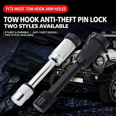Tow Hook Anti-Theft Pin Lock Heavy Duty Steel Trailer Hitch Lock Pin Waterproof Dust Cover 2 Keys Universal SUV Truck RV Trailer