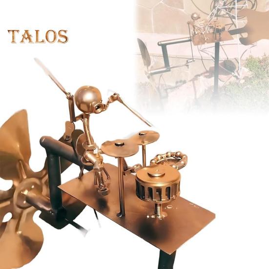 Moară de vânt pentru toboșari, decorațiuni de grădină, rezistente la intemperii, lucrate manual în metal, percuționist, moară de vânt muzicală, statui, ornament