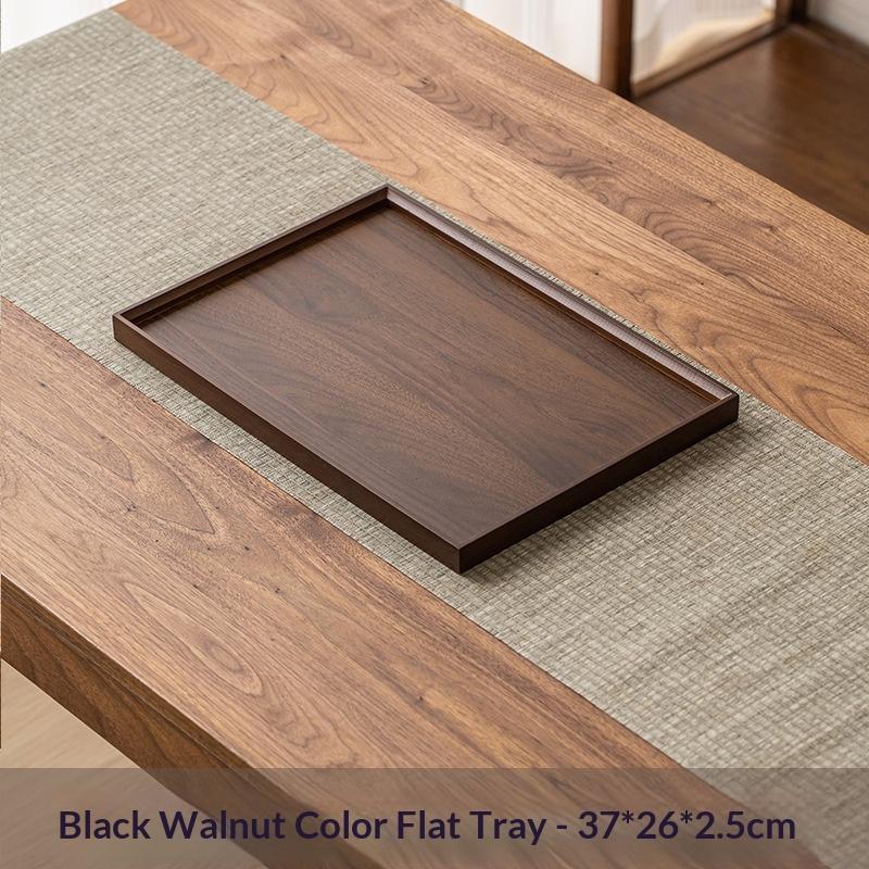 Multipurpose Rectangular Bamboo Serving Tray Walnut Color Solid Wooden Tray for Fruit Snack Jewelry Display Decor