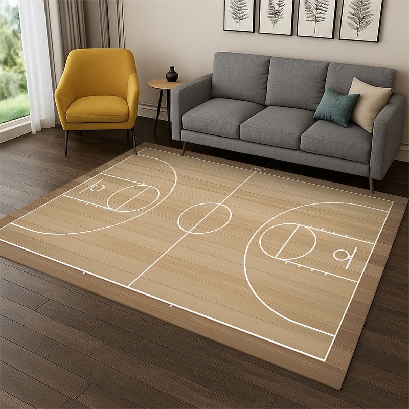 Retro Basketball Court Cartoon Sports Carpet Rug for Bedroom Living Room Sofa Playroom Doormat Home Decor,Kid Area Rug Non-slip
