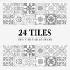 24 European Mandala Flower Tile Stickers: Waterproof, Self-Adhesive PVC for Kitchen & Bathroom Walls