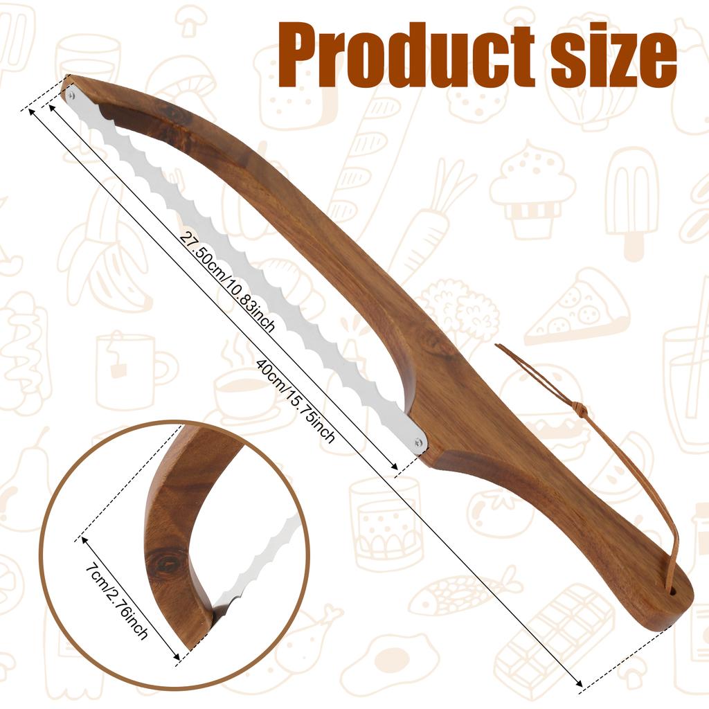 Brödskärkniv Bågbrödskärare Trähantag Brödbågskärare Baguette Baiji Tårta Deg Frukter Skärkniv Köksredskap