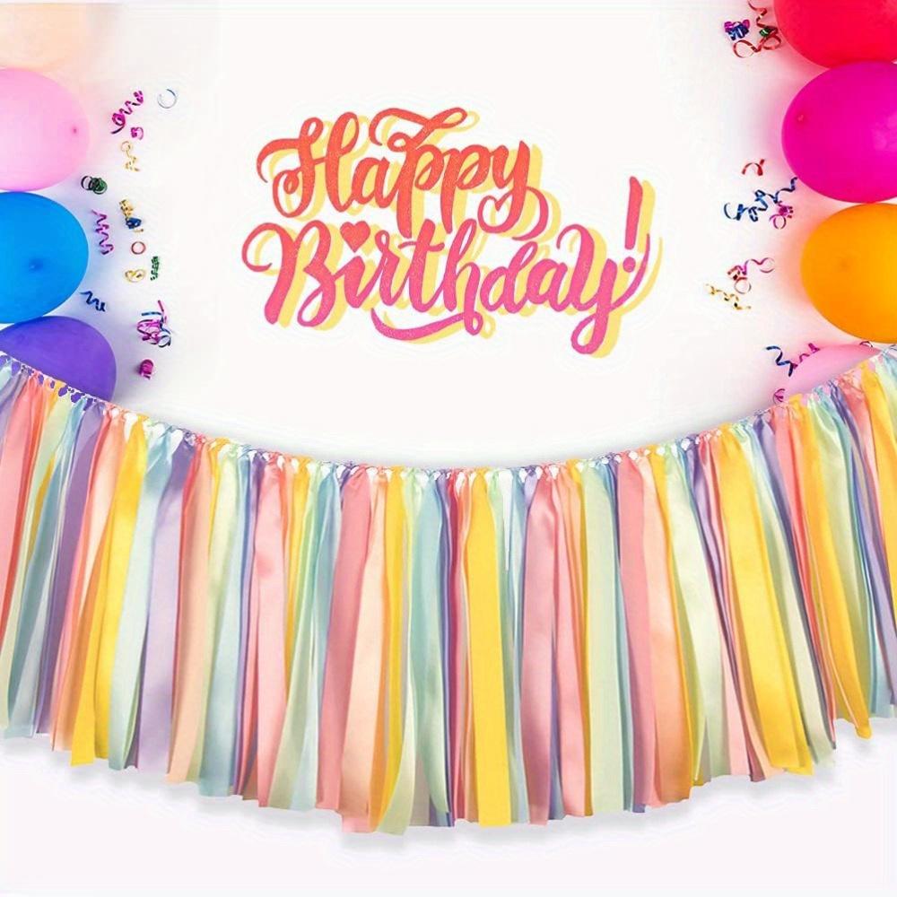 2pcs Pastel Rainbow Ribbon Tassel Garland Colorful Fabric Banner Hanging Patry Decoration Backdrop for Birthday Banner Backdrop Decor Party Banners