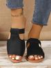 Fashion Ladies' New Summer Flat-bottomed Open-toed Slippers, Solid-color Fish-mouth Beach Cool Slippers